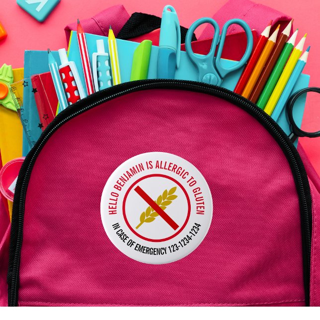 Bóton Redondo 10.16cm Gluten Crachá de alergia (Criador carregado)