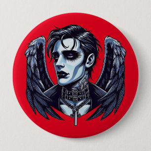 Bóton Redondo 10.16cm Gótico Angel Dark Fantasy Art