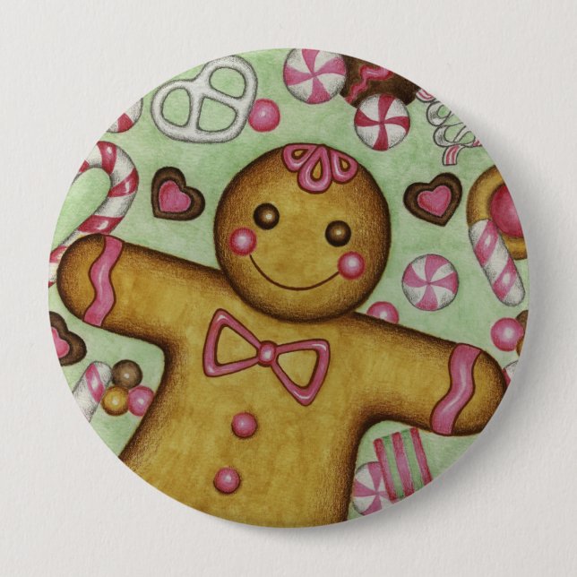 Bóton Redondo 10.16cm Grande Botão de Fechar Biscoito de Natal (Frente)