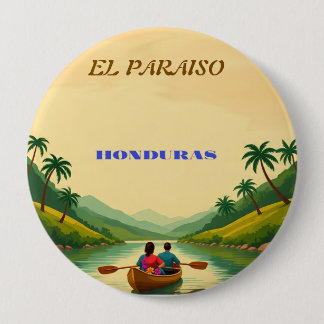 Bóton Redondo 10.16cm  Honduras EL PARAISO Retro poster