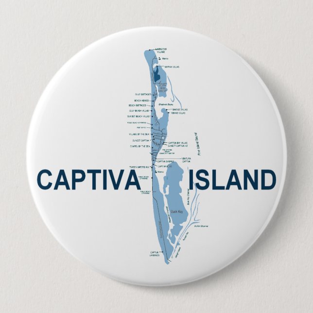 Bóton Redondo 10.16cm Ilha de Captiva (Frente)