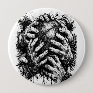 Bóton Redondo 10.16cm Ilustração Orkney Dark Art Ink – Mãos que Agarram