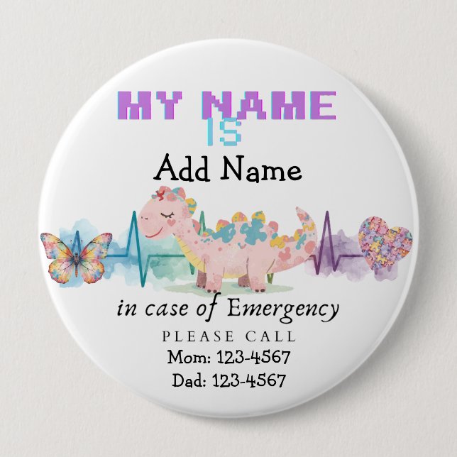 Bóton Redondo 10.16cm I'm autistic emergency pin Button badge (Frente)