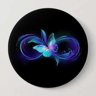 Bóton Redondo 10.16cm Infinidade brilhante com borboleta mágica