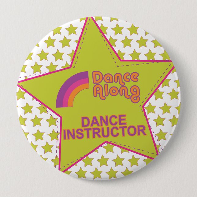 Bóton Redondo 10.16cm instructor_button do dancealong_star_dance (Frente)