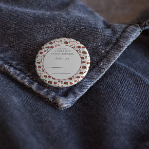 Bóton Redondo 10.16cm Introdução à Reunião Familiar Padrão de Churrasco