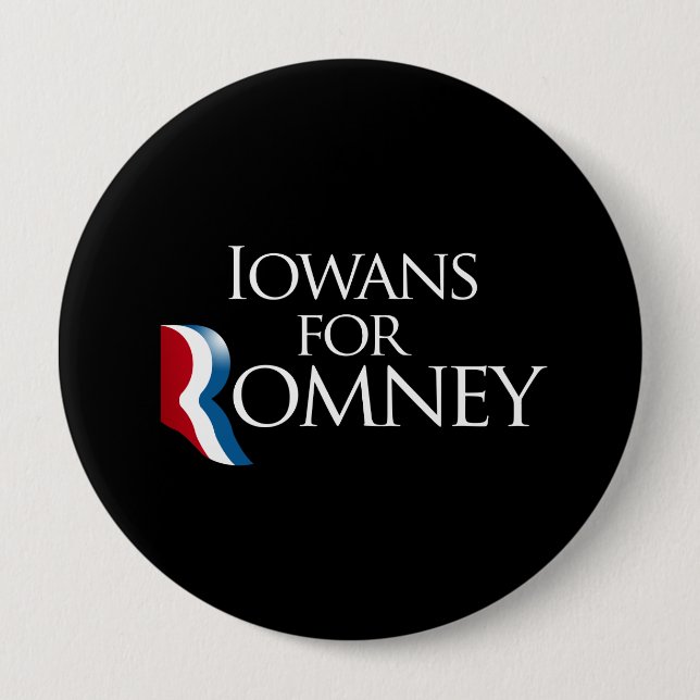 Bóton Redondo 10.16cm Iowans para Romney - .png (Frente)
