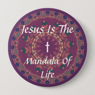 BÓTON REDONDO 10.16CM JESUS É O MANDALA DA VIDA