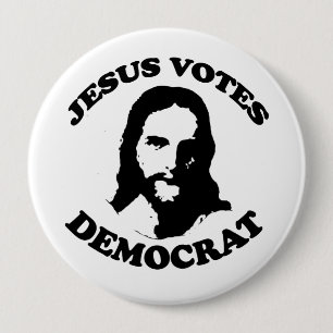 Bóton Redondo 10.16cm Jesus vota democrata