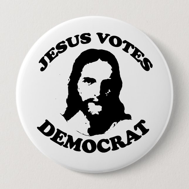 Bóton Redondo 10.16cm Jesus vota democrata (Frente)