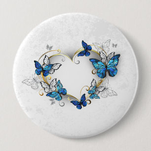 Bóton Redondo 10.16cm Jewelry Heart with Butterflies Morpho