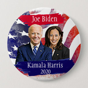 Bóton Redondo 10.16cm Joe Biden e Kamala Harris 2020 Eleição dos EUA
