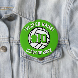 Bóton Redondo 10.16cm Jogador de Voleibol Personalizado Kelly Green e Cl