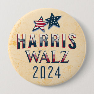 Bóton Redondo 10.16cm Kamala Harris e Tim Walz 2024