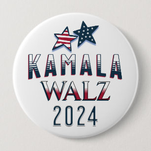 Bóton Redondo 10.16cm Kamala Harris e Tim Walz 2024