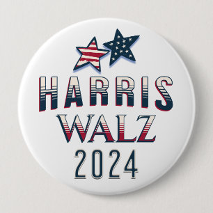 Bóton Redondo 10.16cm Kamala Harris e Tim Walz 2024