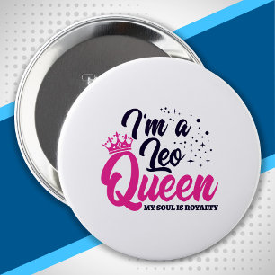 Bóton Redondo 10.16cm Leo Birthday Queen Astrology Zodiac Sinal Soul
