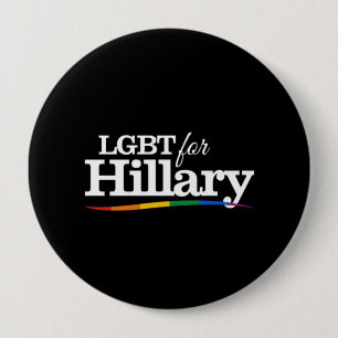 Bóton Redondo 10.16cm LGBT para Hillary - preto branco-