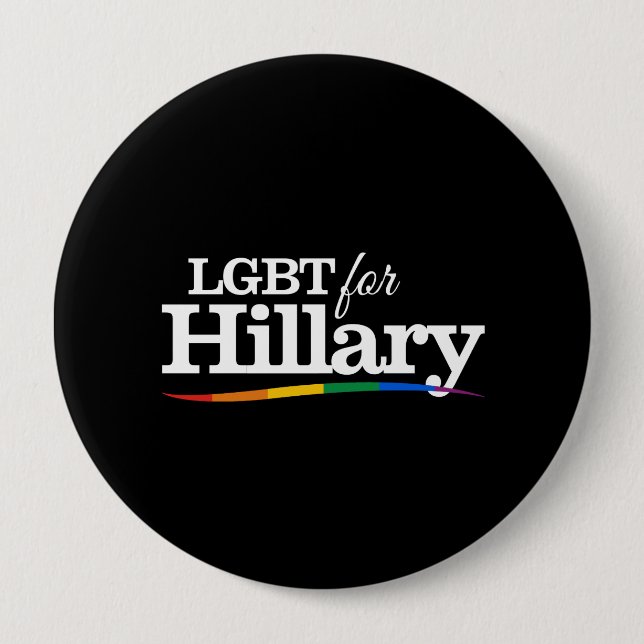 Bóton Redondo 10.16cm LGBT pela Hillary - preto branco- (Frente)