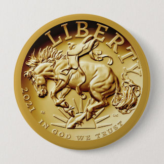 Bóton Redondo 10.16cm Liberty Horse Coin 