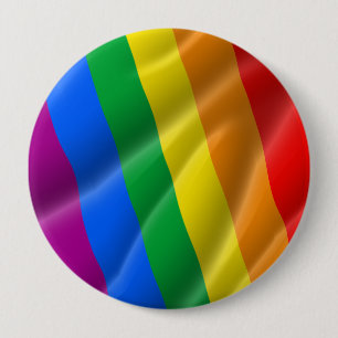 BÓTON REDONDO 10.16CM LINHAS ONDULADAS DIAGONAL DO ORGULHO GAY - ORGULHO