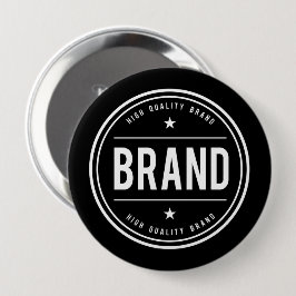 Bóton Redondo 10.16cm Logotipo de emblema circular preto e branco