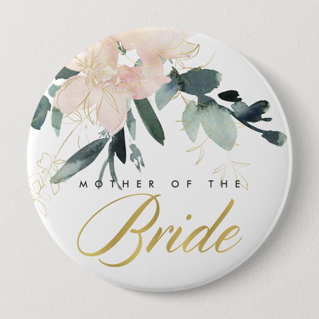 BÓTON REDONDO 10.16CM MÃE DE BRIDE FLORAL DOURADA E SUAVE (Frente)