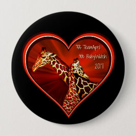 Bóton Redondo 10.16cm Mamã e bebê redondos de abril do girafa do Pin do