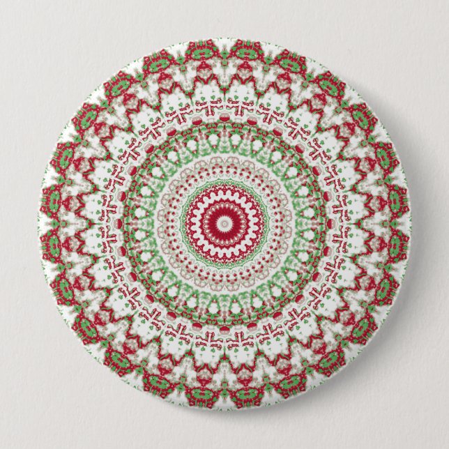 Bóton Redondo 10.16cm Mandala de Natal Tie Dye (Frente)