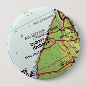 Bóton Redondo 10.16cm Mapa da cidade de Dubai
