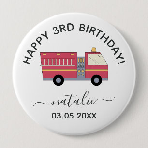 Bóton Redondo 10.16cm Material de Aniversário de Bombeiros Vermelhos