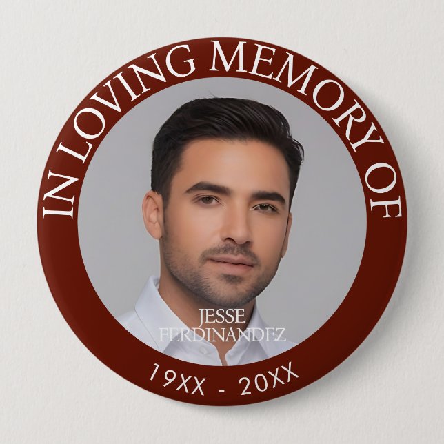 Bóton Redondo 10.16cm Memorial de Foto Personalizado (Frente)