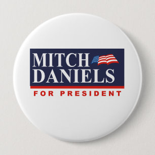 Bóton Redondo 10.16cm MITCH DANIELS PARA o PRESIDENTE (bandeira)