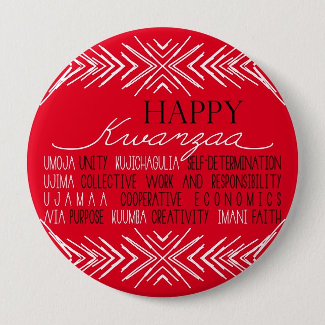 Bóton Redondo 10.16cm Modern Happy Kwanzaa (Frente)