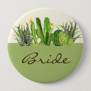 BÓTON REDONDO 10.16CM MODERNO CACTUS FLORAL GARDEN WATERCOLOR BRIDE