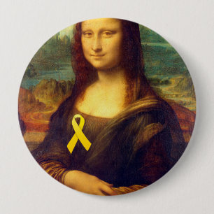 Bóton Redondo 10.16cm Mona Lisa Com Fita Amarela