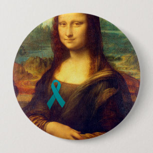 Bóton Redondo 10.16cm Mona Lisa Com Fita Teal