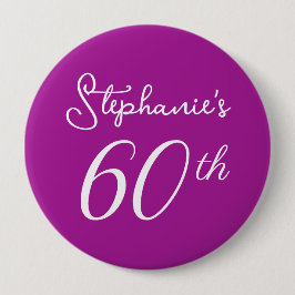Bóton Redondo 10.16cm Monograma 60ª Festa de aniversário Rosa Escuro Ele