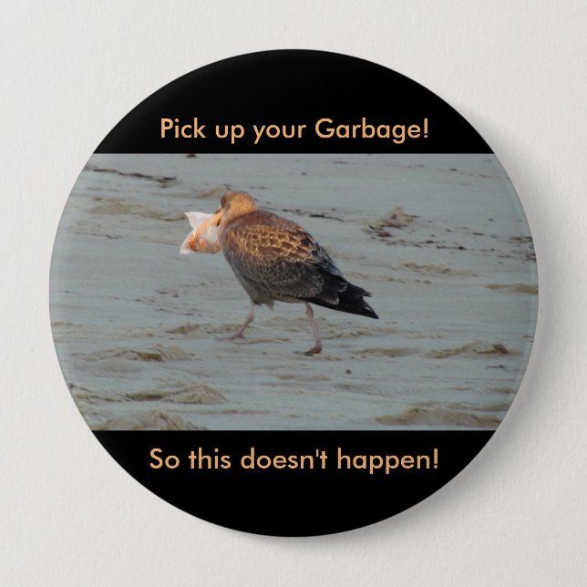 Bóton Redondo 10.16cm Não polua no botão das praias (Frente)