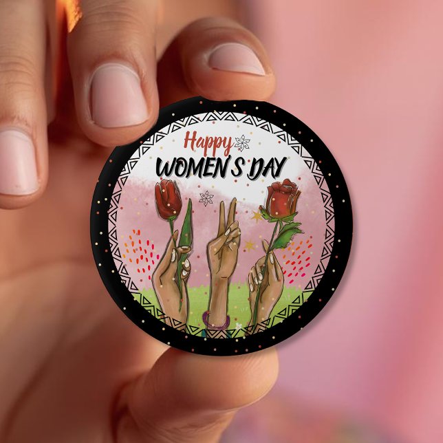 Bóton Redondo 10.16cm Negrito e Empoderador: Declaração do DIA DAS MULHE (Bold & Empowering: Modern WOMEN'S DAY Statement Button)