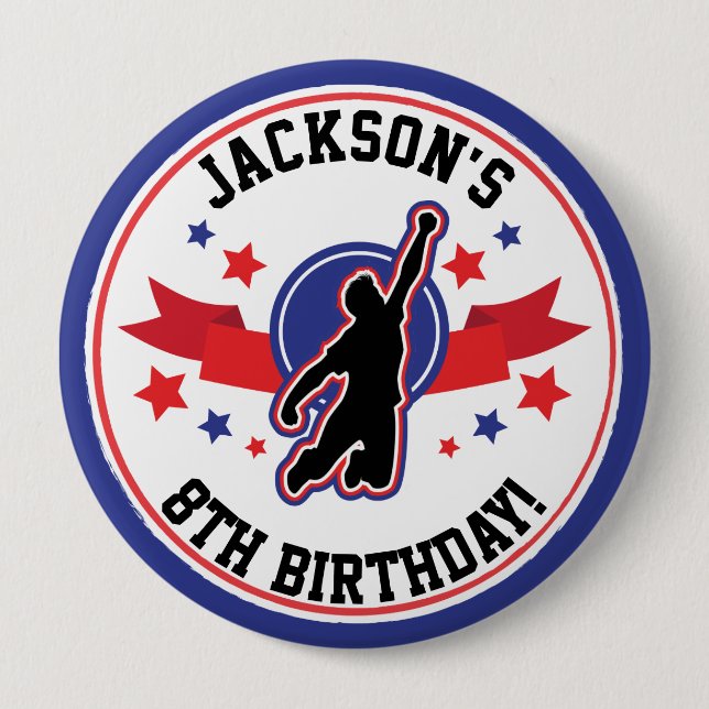 Bóton Redondo 10.16cm Ninja Warrior Boys - Nome da Festa de aniversário (Frente)