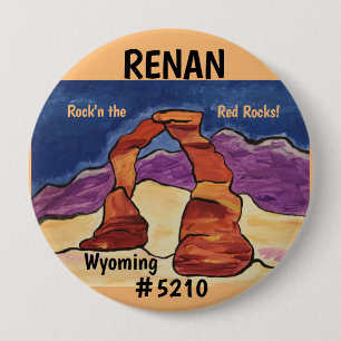 Bóton Redondo 10.16cm nome de etiqueta do botão. Rock in the Red Rocks