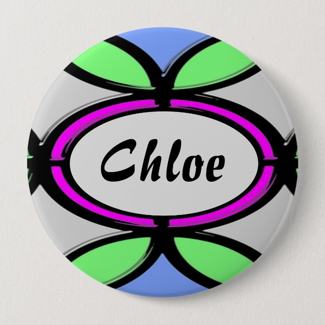 Bóton Redondo 10.16cm Nome personalizado Botão com cor de vidro (Frente)