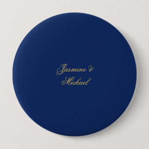 Bóton Redondo 10.16cm Nomes de Casal de Caligrafia Chic Adorável Azul e