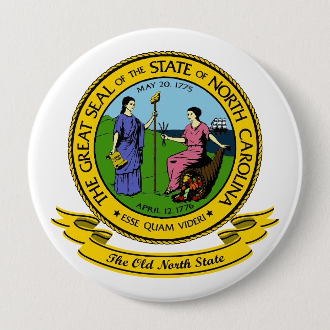 Bóton Redondo 10.16cm North Carolina Seal (Frente)