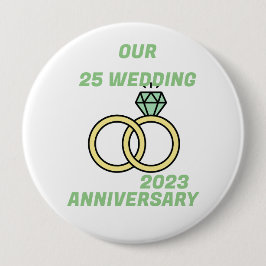Bóton Redondo 10.16cm Nosso 25 anos de casamento