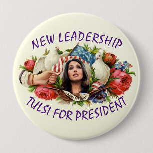 Bóton Redondo 10.16cm Nova Liderança: Tulsi para Presidente
