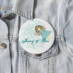 Bóton Redondo 10.16cm O amor nos dá um Casamento Fada