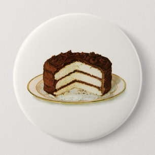 Bóton Redondo 10.16cm O chocolate do vintage congelou o bolo de camada