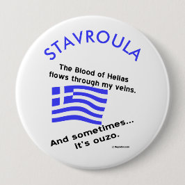 Bóton Redondo 10.16cm O sangue da Hélade flui veias às vezes Ouzo Person